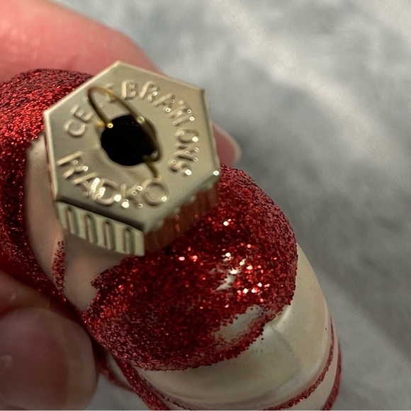 Celebrations by Radko Y2K Christmas Ornament Glass Peppermint Candy Red Glitter - Picture 4 of 4